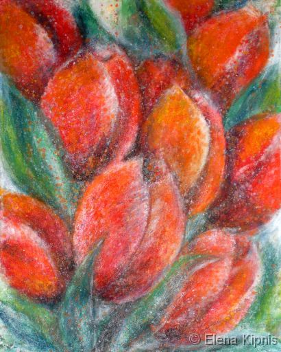 22 - Tulpen Acryl/Pastell, 40 x 50 cm